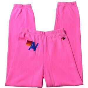AVIATOR NATION Kids Logo Neon Pink Sweatpants Size 14 NWT